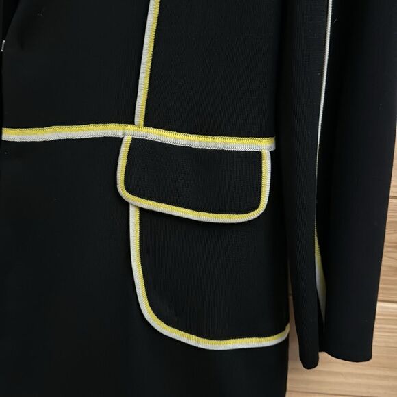 Misook Size Medium Yellow & White Piping Front Closure Blazer - Picture 6 of 10